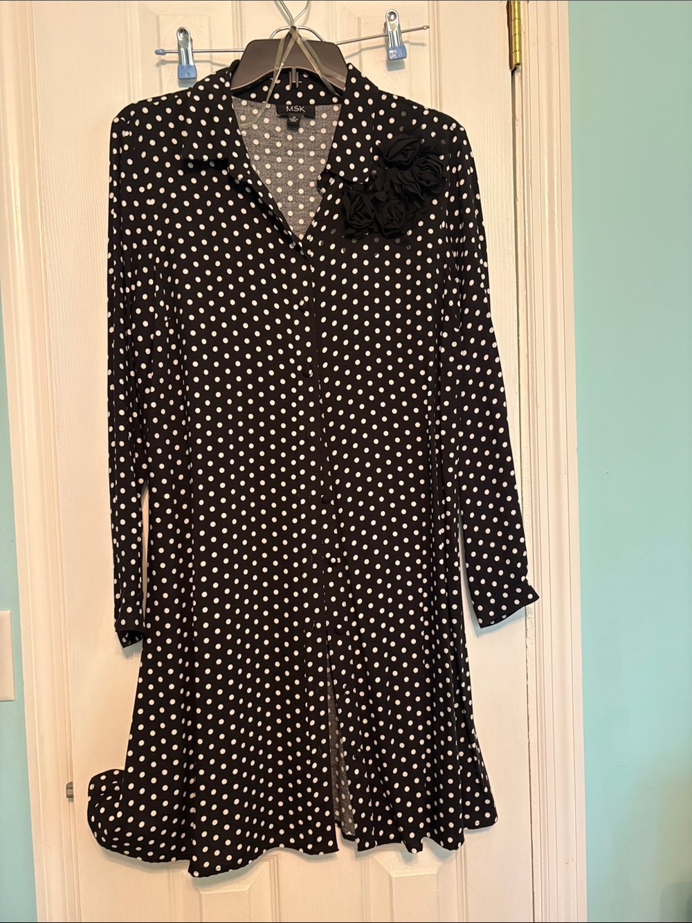 MSK Black and White Polka Dot Shirt Dress